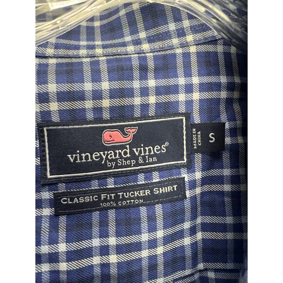 Vineyard Vines Mens Blue Plaid Long Sleeve Class Fit Tucker Button-Up Shirt Sz S - Picture 4 of 7
